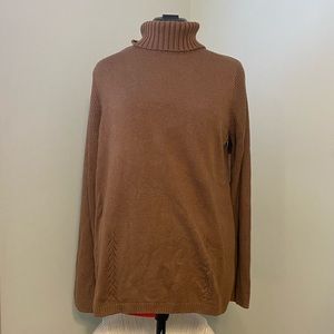 Brown Knot Mock Turtle Neck Sweater